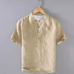 Men's Short Sleeve T-shirt Cotton and Linen Casual Men T-shirts Solid Color Summer Shirt Male Cozy Breathable