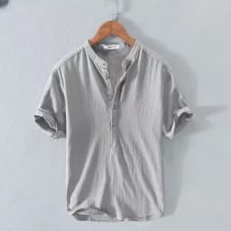 Men's Short Sleeve T-shirt Cotton and Linen Casual Men T-shirts Solid Color Summer Shirt Male Cozy Breathable