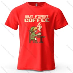 BUT FIRST COFFEE Cozy Printed Men's T-Shirt 100% Cotton Oversized Playful Graphic Tees for Women Tops Tees Casual Streetwear