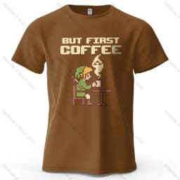 BUT FIRST COFFEE Cozy Printed Men's T-Shirt 100% Cotton Oversized Playful Graphic Tees for Women Tops Tees Casual Streetwear