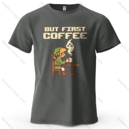 BUT FIRST COFFEE Cozy Printed Men's T-Shirt 100% Cotton Oversized Playful Graphic Tees for Women Tops Tees Casual Streetwear