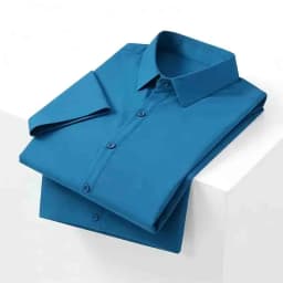 Non-iron Men's Black Short Sleeve Button Down Shirt Formal Business Dress Shirt Turn-down Collar Office Tops