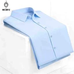 Non-iron Men's Black Short Sleeve Button Down Shirt Formal Business Dress Shirt Turn-down Collar Office Tops