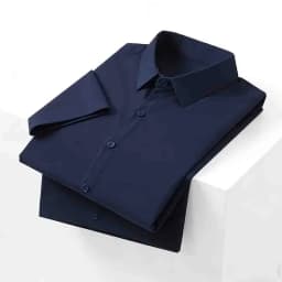 Non-iron Men's Black Short Sleeve Button Down Shirt Formal Business Dress Shirt Turn-down Collar Office Tops