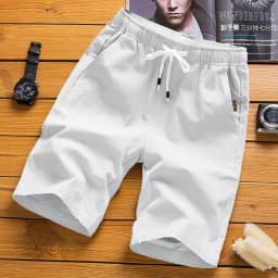 Summer new men's imitation linen breathable shorts Hawaii beach pants men's solid color shorts loose multi-functional street wea