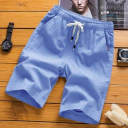 Summer new men's imitation linen breathable shorts Hawaii beach pants men's solid color shorts loose multi-functional street wea