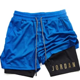 Men's double-layer sports shorts, sports shorts suitable for both running and training.