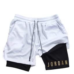 Men's double-layer sports shorts, sports shorts suitable for both running and training.