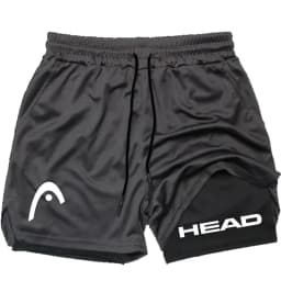 2025 trendy street style fitness shorts for men, quick drying gym training, jogging, double-layer sports shorts