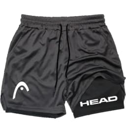2025 trendy street style fitness shorts for men, quick drying gym training, jogging, double-layer sports shorts