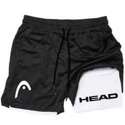 2025 trendy street style fitness shorts for men, quick drying gym training, jogging, double-layer sports shorts