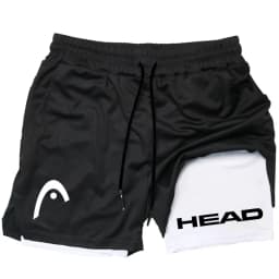 2025 trendy street style fitness shorts for men, quick drying gym training, jogging, double-layer sports shorts
