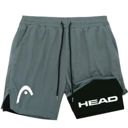 2025 trendy street style fitness shorts for men, quick drying gym training, jogging, double-layer sports shorts