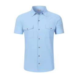 Men's Linen Button Up Short Sleeve Shirt Lapel Collar Lightweight Breathable Double Chest Pocket Summer Beach Daily Casual Tops