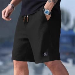 2026 Summer Men's Waffle Texture Casual Sports Beach Shorts Quick Dry Trendy Breathable Bermuda Shorts Streetwear 