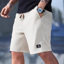 2026 Summer Men's Waffle Texture Casual Sports Beach Shorts Quick Dry Trendy Breathable Bermuda Shorts Streetwear 