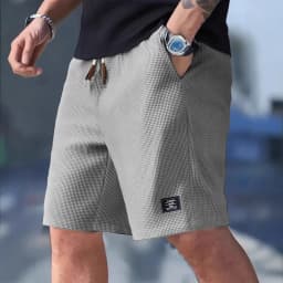2026 Summer Men's Waffle Texture Casual Sports Beach Shorts Quick Dry Trendy Breathable Bermuda Shorts Streetwear 