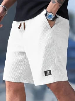 2026 Summer Men's Waffle Texture Casual Sports Beach Shorts Quick Dry Trendy Breathable Bermuda Shorts Streetwear 