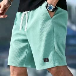 2026 Summer Men's Waffle Texture Casual Sports Beach Shorts Quick Dry Trendy Breathable Bermuda Shorts Streetwear 