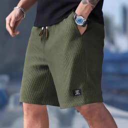 2026 Summer Men's Waffle Texture Casual Sports Beach Shorts Quick Dry Trendy Breathable Bermuda Shorts Streetwear 