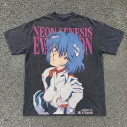Neon Genesis Evangelion Anime Ayanami Printed T-shirt Men's and Women's T-shirt Men's Top Sports T-shirt Men's T-shirt Summer