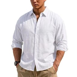 New Men's Long Sleeve Cotton Shirt Luxury T Shirt Elegant Men's Linen Shirts Autumn Breathable Hawaiian Shirts Button T-shirt