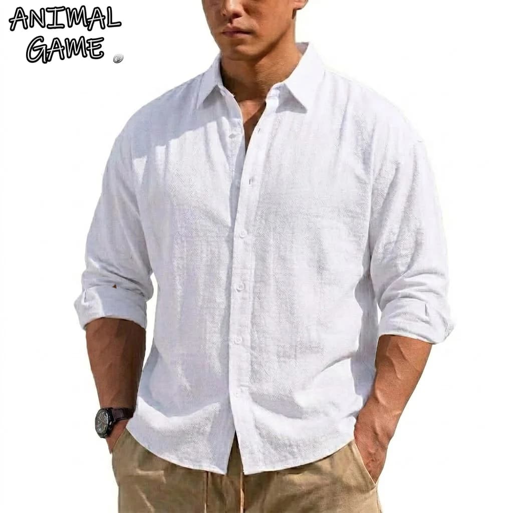 New Men's Long Sleeve Cotton Shirt Luxury T Shirt Elegant Men's Linen Shirts Autumn Breathable Hawaiian Shirts Button T-shirt