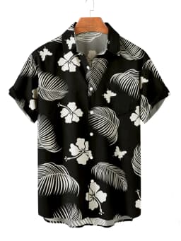 Summer Men's Flower Hawaiian Shirts Casual Vacation Short Sleeve Shirts Collar Button Up Shirt Fashion Steetwear for Mens