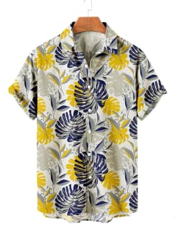Summer Men's Flower Hawaiian Shirts Casual Vacation Short Sleeve Shirts Collar Button Up Shirt Fashion Steetwear for Mens
