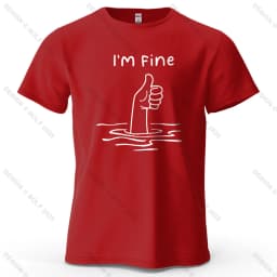 I'm Fine Funny Printed Men's T-Shirt 100% Cotton Oversized Minimalist Cartoon Graphic Tees for Women Tops Tees Streetwear