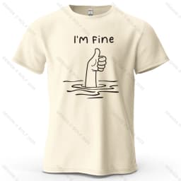 I'm Fine Funny Printed Men's T-Shirt 100% Cotton Oversized Minimalist Cartoon Graphic Tees for Women Tops Tees Streetwear