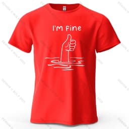 I'm Fine Funny Printed Men's T-Shirt 100% Cotton Oversized Minimalist Cartoon Graphic Tees for Women Tops Tees Streetwear