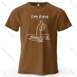 I'm Fine Funny Printed Men's T-Shirt 100% Cotton Oversized Minimalist Cartoon Graphic Tees for Women Tops Tees Streetwear