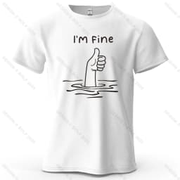 I'm Fine Funny Printed Men's T-Shirt 100% Cotton Oversized Minimalist Cartoon Graphic Tees for Women Tops Tees Streetwear