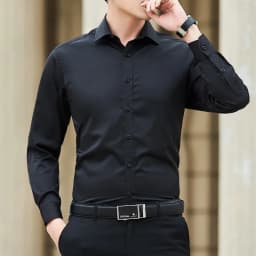 New Plus Size Men Solid Color Business Shirt Fashion Classic Basic Casual Slim White Long Sleeve Shirt Brand Clothes