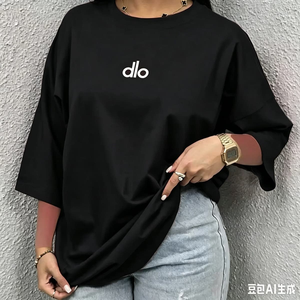 2026 Summer New Style Fashion Letterprint Dlo T-Shirt, suitable for both men and women, loose short-sleeved streetwear top