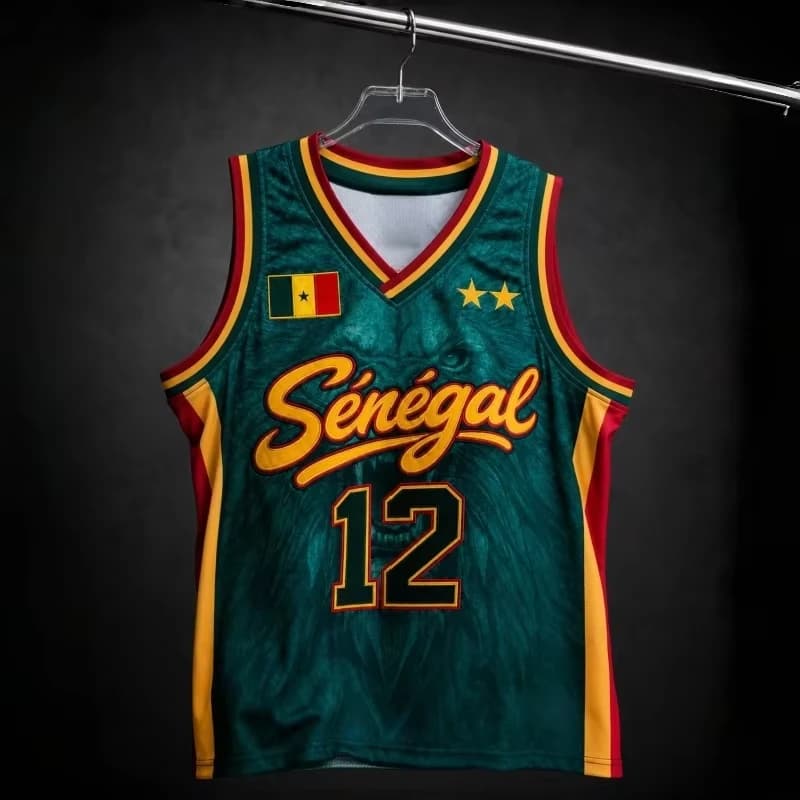 2026 NEW Senegal #12 Basketball Jersey, Lion Print Mesh Sleeveless Tank Top, National Team Fan Athletic Vest for Men