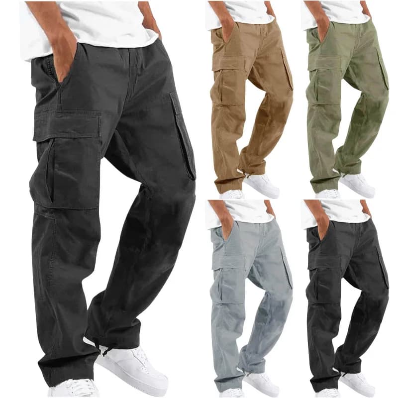 Summer New Men's Work Pants European and American Independent Station Drawstring Multi Pocket Casual Pants