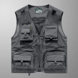 2026 New Men Multi Pockets Vest Breathable Outdoor Fishing Waistcoat Spring Autumn Summer Three Seasons Casual Functional Male J