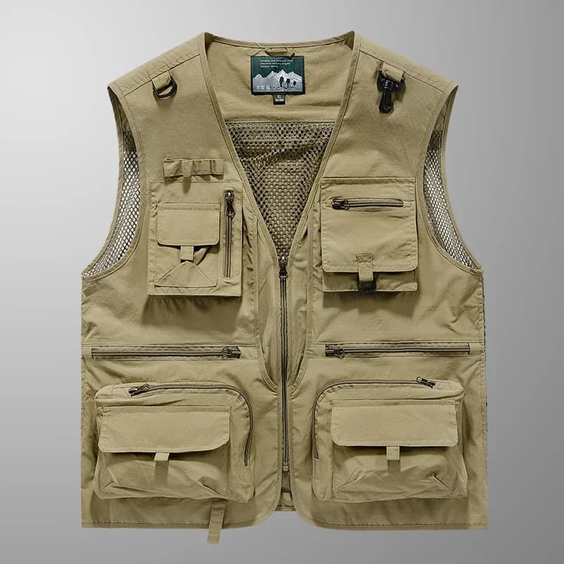 2026 New Men Multi Pockets Vest Breathable Outdoor Fishing Waistcoat Spring Autumn Summer Three Seasons Casual Functional Male J