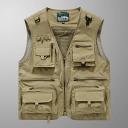 2026 New Men Multi Pockets Vest Breathable Outdoor Fishing Waistcoat Spring Autumn Summer Three Seasons Casual Functional Male J
