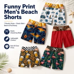 2026 Funny 3D Hairy Butt Print Men’s Beach Shorts Elastic Drawstring Novelty Swim Trunks Quick Dry Pool Party Vacation XS-5XL