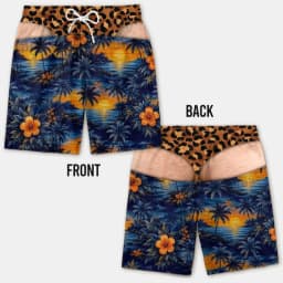 2026 Funny 3D Hairy Butt Print Men’s Beach Shorts Elastic Drawstring Novelty Swim Trunks Quick Dry Pool Party Vacation XS-5XL