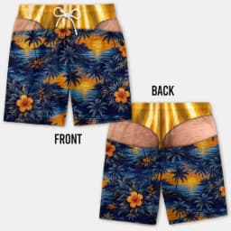 2026 Funny 3D Hairy Butt Print Men’s Beach Shorts Elastic Drawstring Novelty Swim Trunks Quick Dry Pool Party Vacation XS-5XL