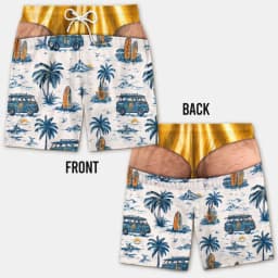 2026 Funny 3D Hairy Butt Print Men’s Beach Shorts Elastic Drawstring Novelty Swim Trunks Quick Dry Pool Party Vacation XS-5XL
