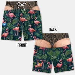 2026 Funny 3D Hairy Butt Print Men’s Beach Shorts Elastic Drawstring Novelty Swim Trunks Quick Dry Pool Party Vacation XS-5XL