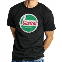 Castrol T Shirt Men's Pure Cotton Funny T-Shirts Round Neck Motor Oil Tee Shirt Short Sleeve Tops Gift Idea