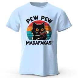 Cute Hand-Drawn Cat Doodle Print 100% Cotton T-Shirt, Ultra Soft Round Neck Short Sleeve Tee for Men & Women