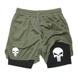 Summer Men's 2-in-1 Sports Shorts with Phone Bag, Quick Drying Fitness Running Shorts