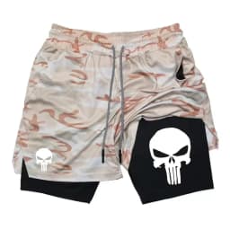 Summer Men's 2-in-1 Sports Shorts with Phone Bag, Quick Drying Fitness Running Shorts